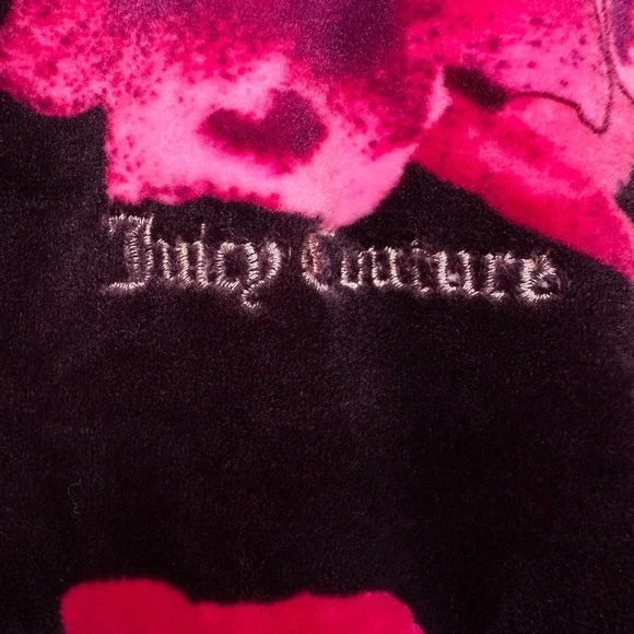 Juicy Couture Velour Track Jacket Size XL Hooded Floral Coquette Streetwear Boho - Picture 6 of 15